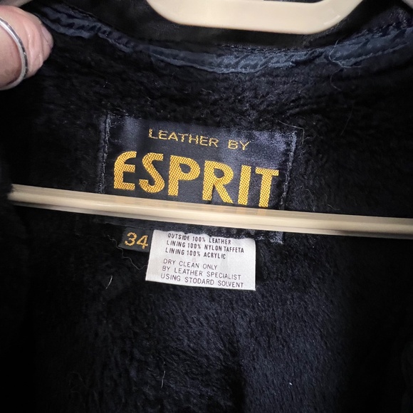 VINTAGE |•ESPRIT•| 100% Genuine Leather Jacket Zip Out Plush Insulation - Picture 11 of 11